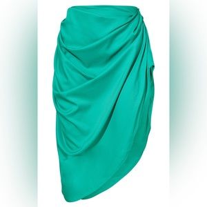 PRETTYLITTLETHING Bright Green Ruched Side Midi Skirt